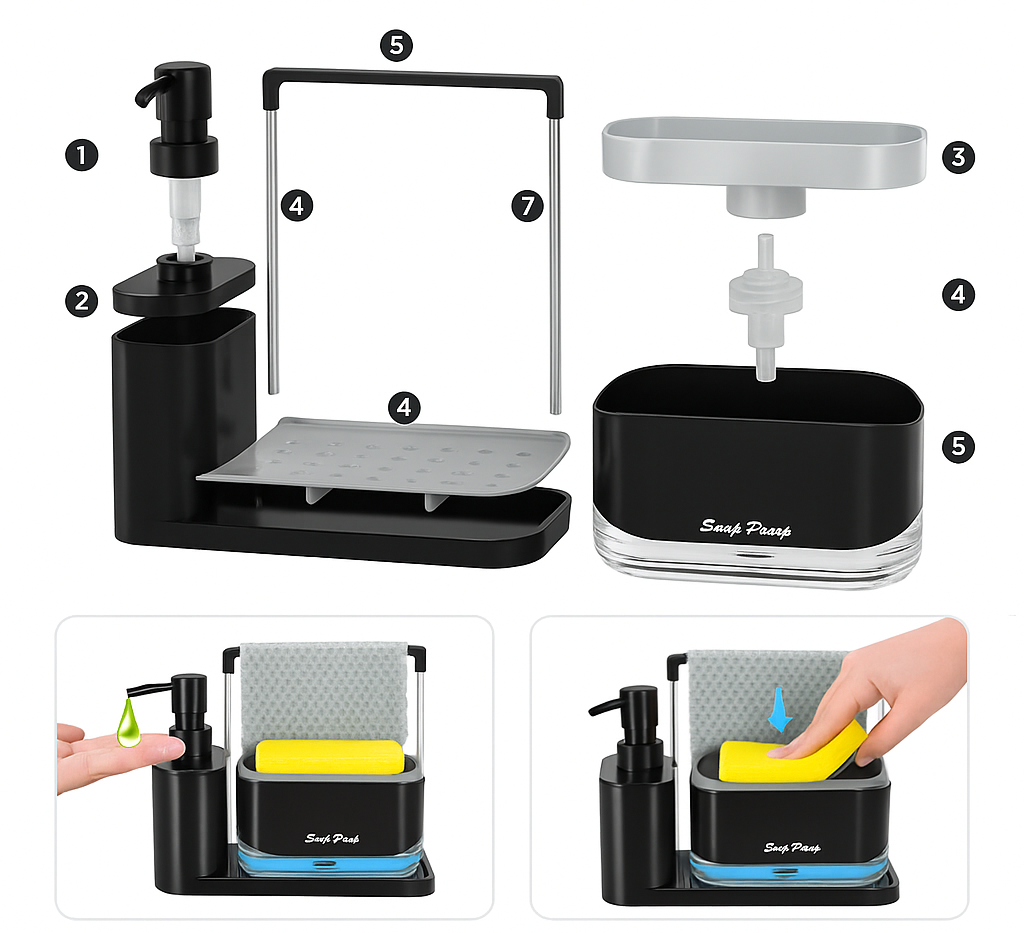 Dispensador de Jabón Líquido Multiusos 4 en 1 | Pago Contraentrega
